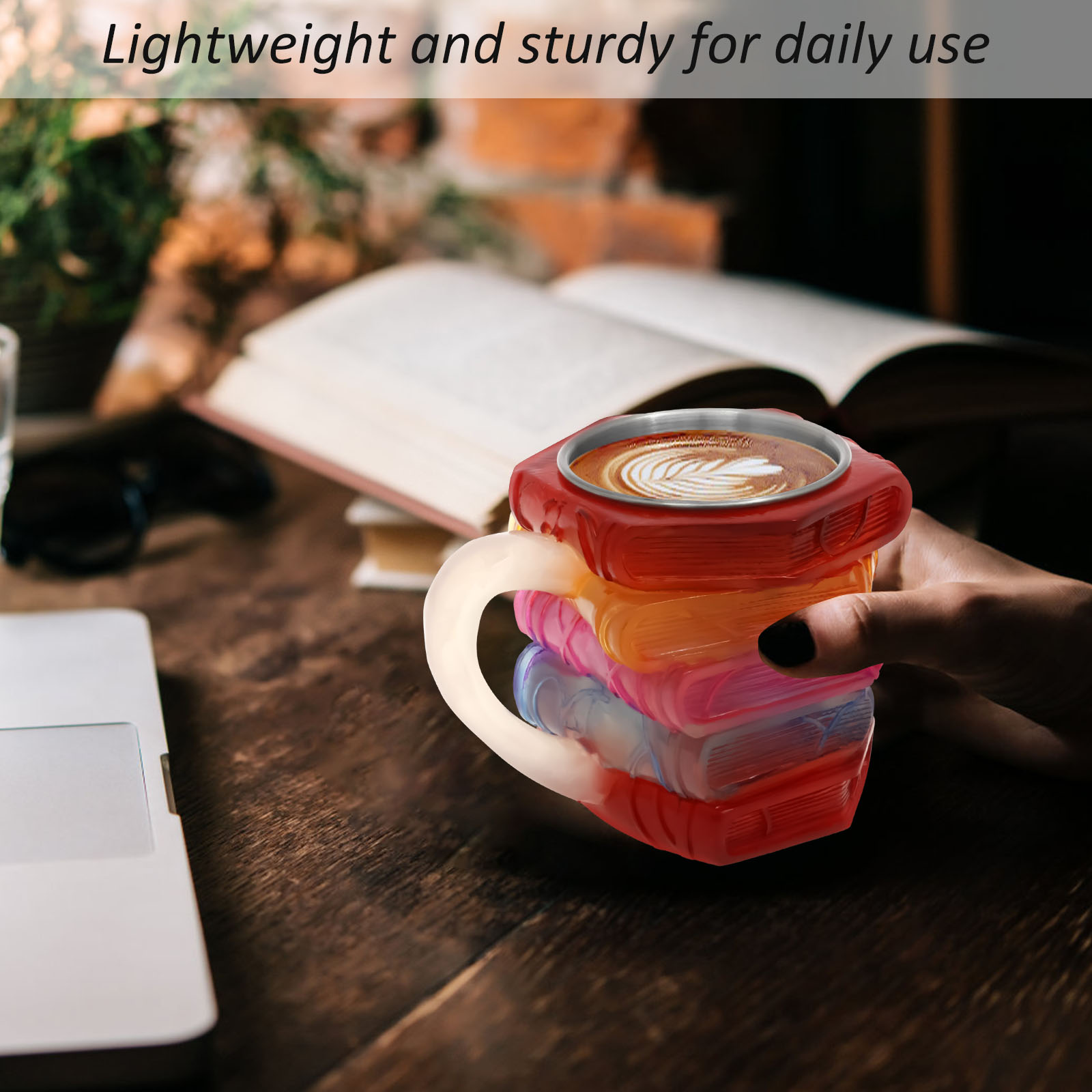 Painted Book Mug 3D Colored Gl - Coffee Equipment Eu avaliação e preço