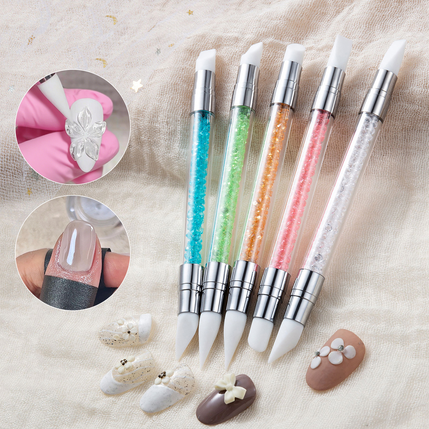 5PCS Double Head Silicone Nail - Group Head Brush avaliação e preço