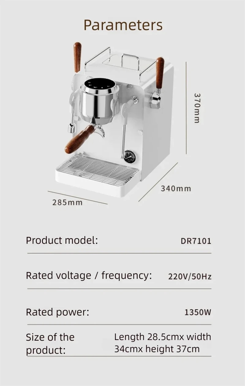 E101 58mm Espresso Machine wit - Pressure Gauge Espresso avaliação e preço