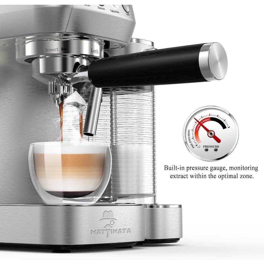 Cappuccino Coffee Machine with - Pressure Gauge Espresso avaliação e preço