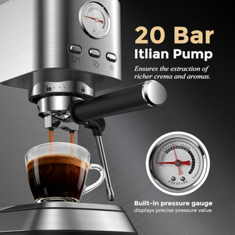 Espresso Coffee Machine 20 Bar - Pressure Gauge Espresso avaliação e preço
