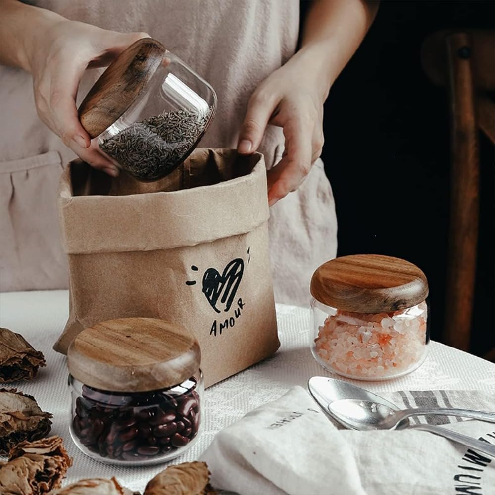 Glass Food  Containers with Wo - Coffee X avaliação e preço