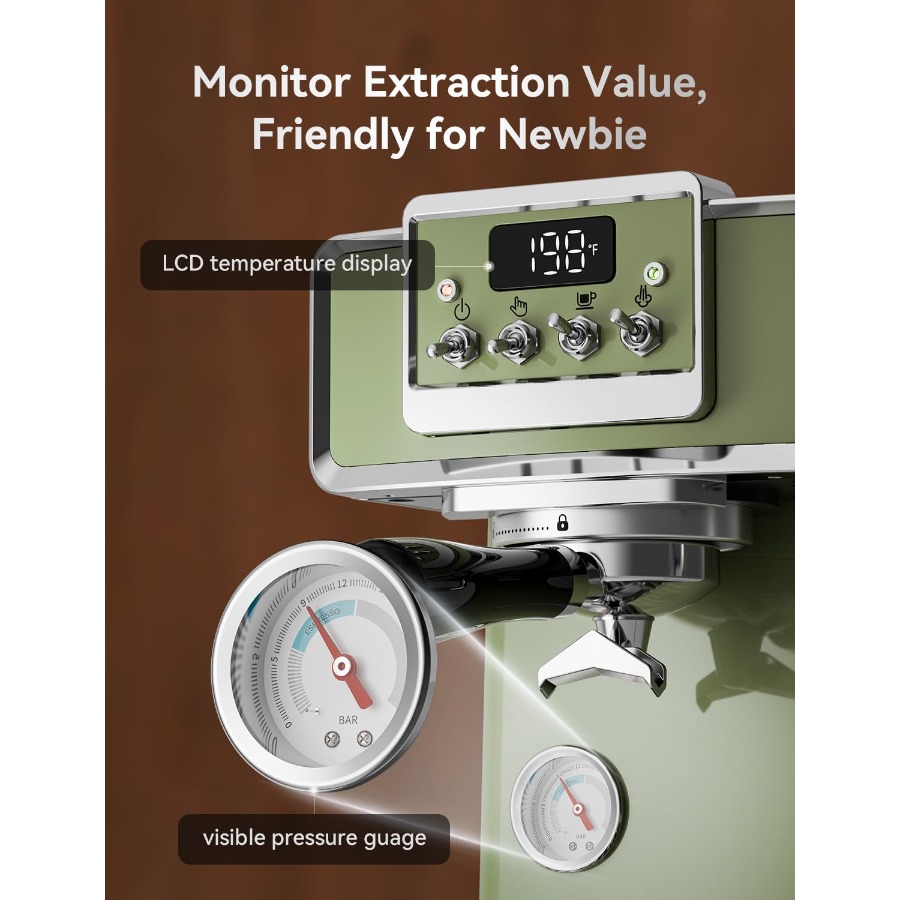 Retro Espresso Machine 58mm Pr - Pressure Gauge Espresso avaliação e preço